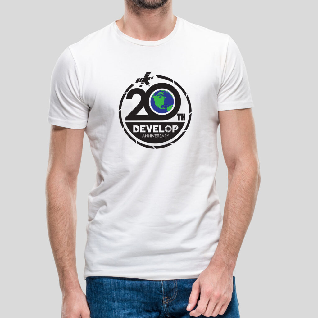 NASA DEVELOP Anniversary logo design on a t-shirt